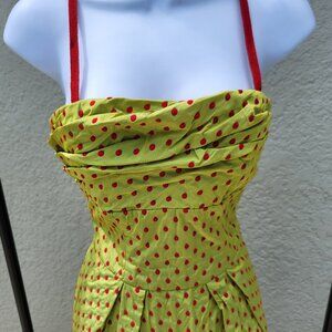 HOBBS Retro Embroidered Polka-Dot Tank Dress Sz 4